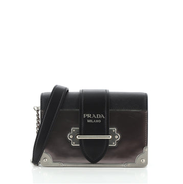 Prada Cahier Chain Crossbody Bag Patent and Saffiano Leather Small