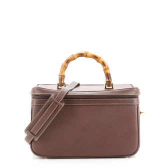 Gucci Vintage Bamboo Vanity Case Leather Medium