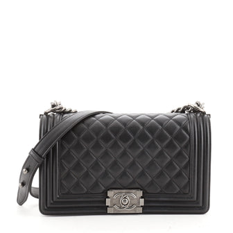Chanel Boy Flap Bag Quilted Lambskin Old Medium