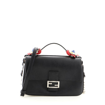 Fendi Flowerland Double Baguette Crossbody Bag Leather Micro