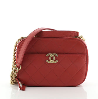 Chanel CC Top Handle Camera Bag Quilted Caviar Small