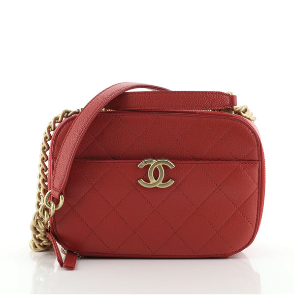 CHANEL Caviar Quilted Camera Case Red 206308