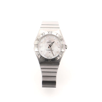Omega Constellation Quartz Watch Stainless Steel with Diamond Markers and Mother of Pearl 24
