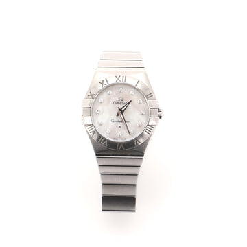 Omega Constellation Quartz Watch Stainless Steel with Diamond Markers and Mother of Pearl 24