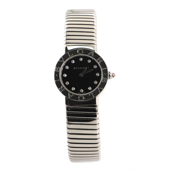 Bvlgari Tubogas Quartz Watch Stainless Steel with Diamond Markers 26