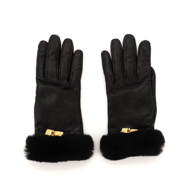 Hermes Soya Gloves Quilted Lambskin with Fur