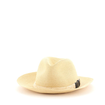 Hermes Fedora Hat Raffia with Leather