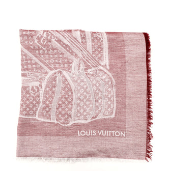 Louis Vuitton Trunks Scarf Monogram Silk and Cashmere