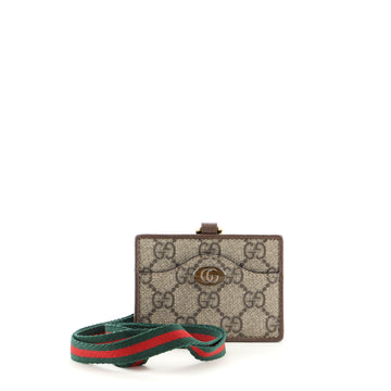 Gucci Ophidia Lanyard ID Holder GG Coated Canvas and Leather