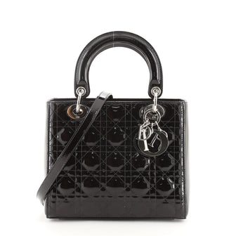 Christian Dior Lady Dior Bag Cannage Quilt Patent Medium
