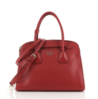 Prada Cuir Frame Double Zip Tote Saffiano Leather Small