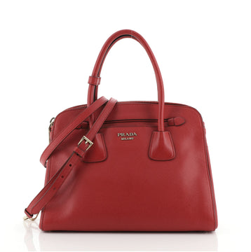 Prada Cuir Frame Double Zip Tote Saffiano Leather Small