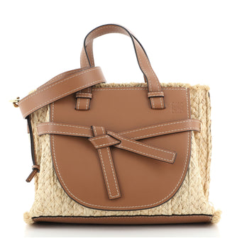 Loewe Gate Tote Leather and Straw Small