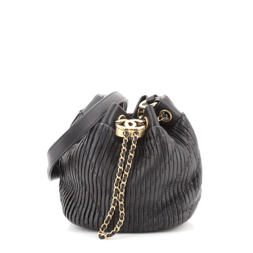 Chanel Coco Pleats Drawstring Bag Pleated Crumpled Calfskin Small