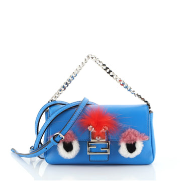 Fendi Monster Baguette Leather and Fur Micro