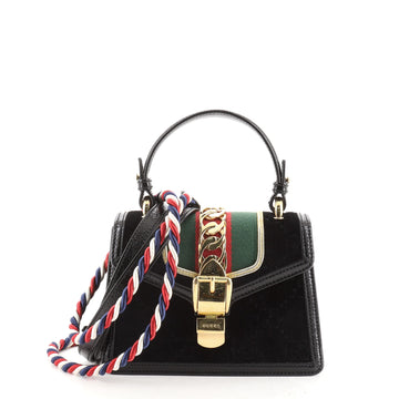 Gucci Sylvie Top Handle Bag GG Velvet Mini
