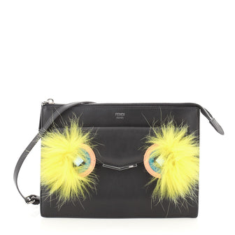 Fendi Monster Front Pocket Clutch Leather with Fur