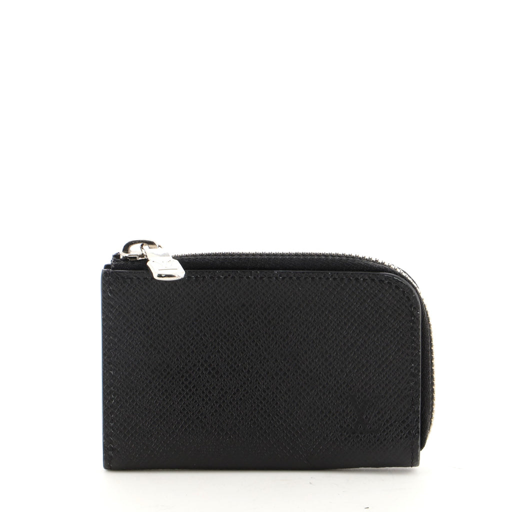 Louis Vuitton Taiga Dark Grey Leather Coin Pouch Wallet — Roots