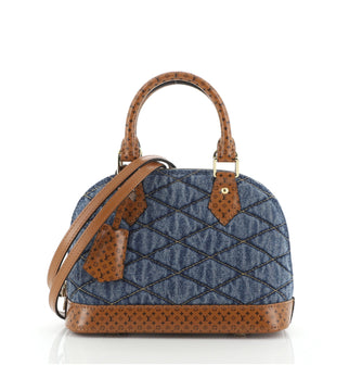 Louis Vuitton Blue Denim and Monogram Leather Alma BB Bag at