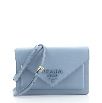 Prada Monochrome Envelope Crossbody Bag Saffiano with City Calf Mini