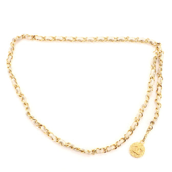 Chanel Vintage Medallion Chain Belt Metal and Leather