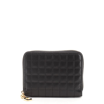 Celine C Charm Zip Around Wallet Quilted Leather Compact