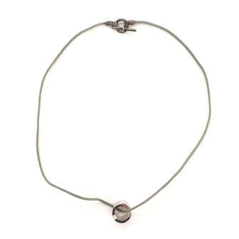 Hermes Round Pendant Necklace Metal and Cord