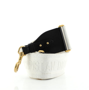 Christian Dior Logo Shoulder Strap Embroidered Canvas