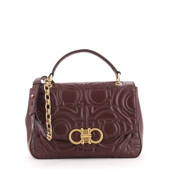 Salvatore Ferragamo Top Handle Bag Quilted Gancini Leather