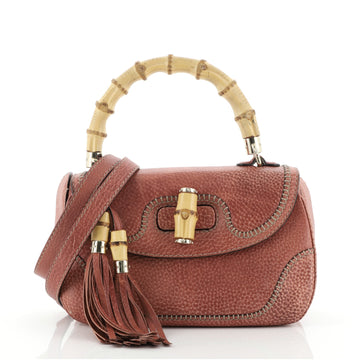 Gucci New Convertible Bamboo Top Handle Bag Leather Medium