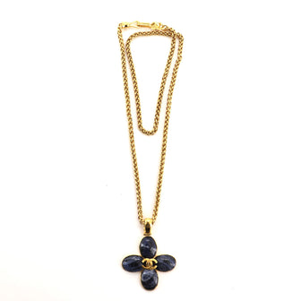 Chanel Vintage Flower Pendant Metal Necklace