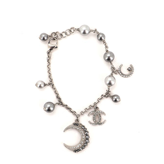 Chanel Moon Bracelet Mteal Crystal and Faux Pearls