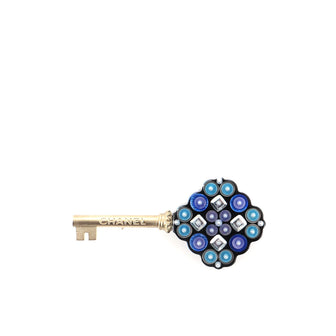Chanel Key Brooch Faux Pearl and Metal