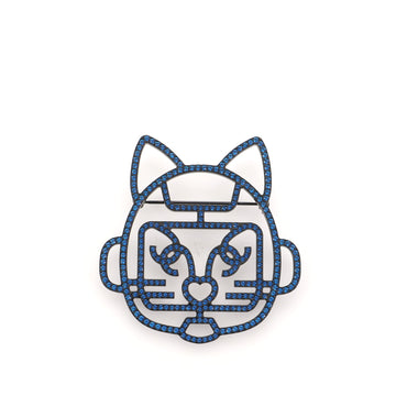 Chanel Cat Brooch Crystal and Metal