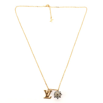 Louis Vuitton Spike Ball Logo Necklace Crystal with Metal