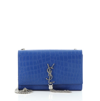 Saint Laurent Classic Monogram Tassel Crossbody Bag Crocodile Embossed Leather Medium