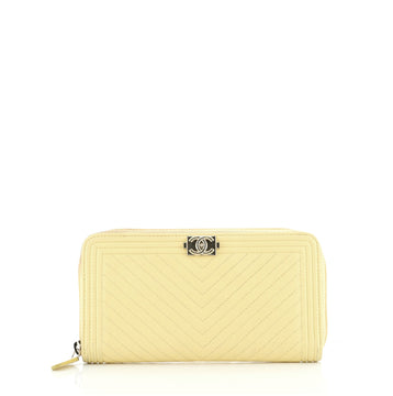 Chanel Boy Zip Around Wallet Chevron Caviar Long
