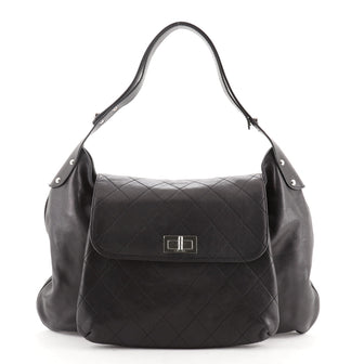Chanel Mademoiselle Lock Flap Shoulder Bag Quilted Caviar Large