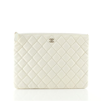Chanel O Case Clutch Quilted Caviar Medium