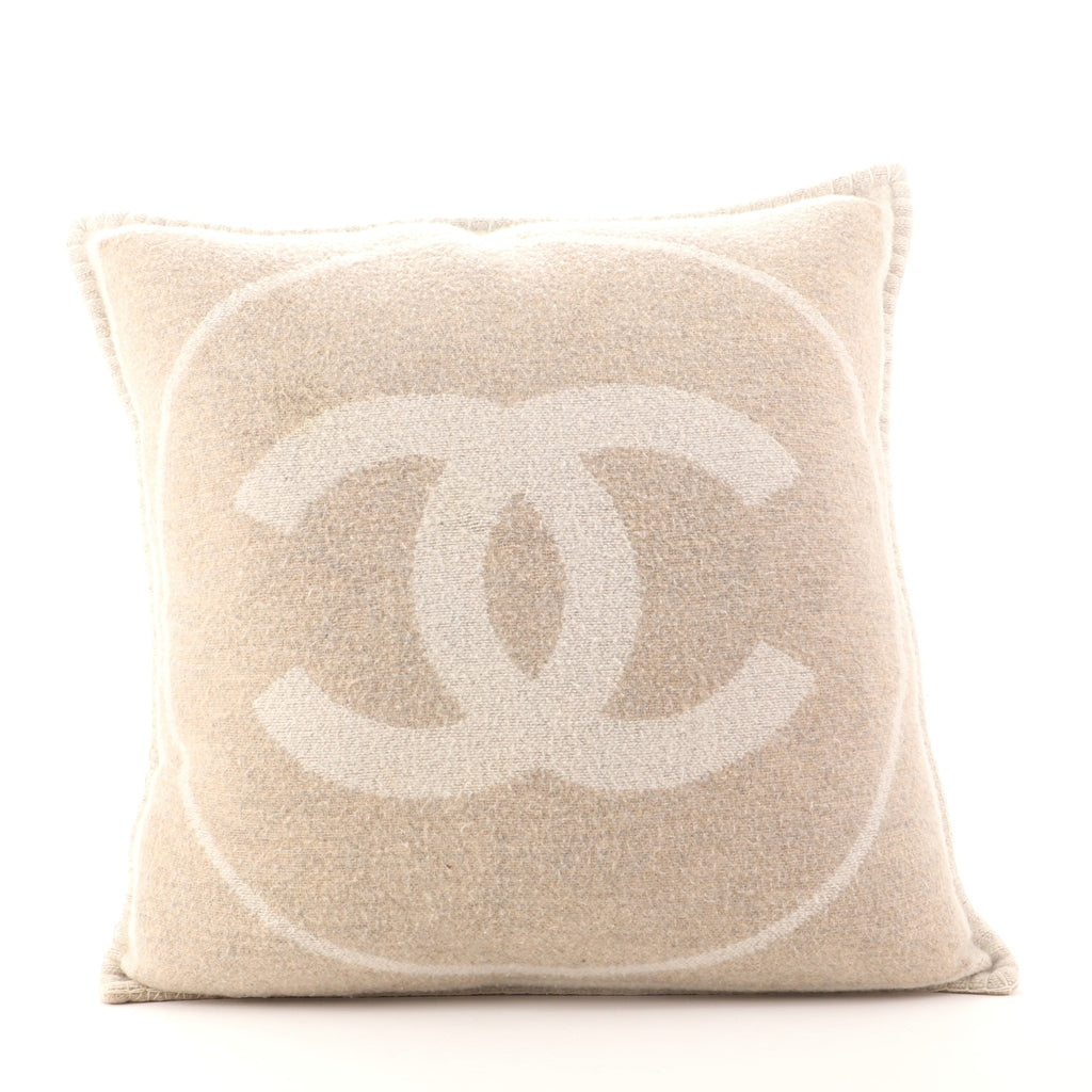 Chanel CC Throw Pillow Wool Neutral 645158