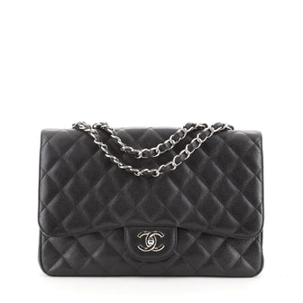 Chanel Classic Double Flap Bag Quilted Caviar Jumbo