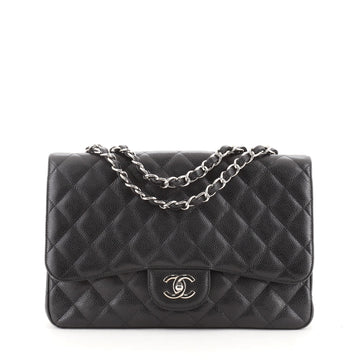 Chanel Classic Double Flap Bag Quilted Caviar Jumbo