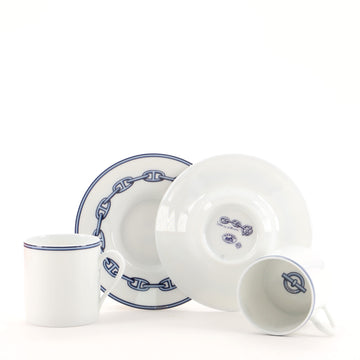 Hermes Chain D'Ancre 4-Piece Teacup & Saucer Set Porcelain