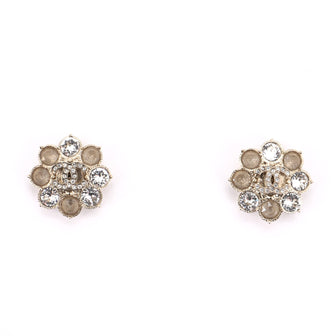 Chanel Flower CC Earrings Crystal and  Metal