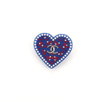 Chanel CC Heart Brooch Resin with Fauz Pearl and  Rhinestone