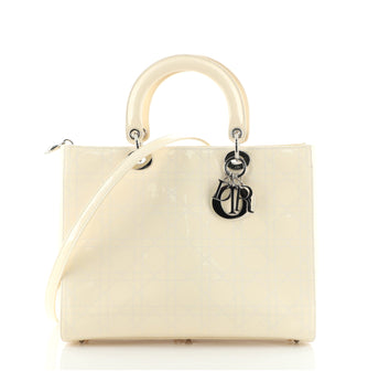 Christian Dior Vintage Lady Dior Bag Stitched Cannage Patent Large