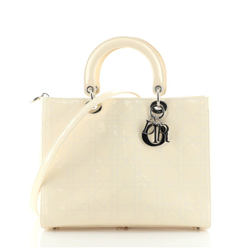 Christian Dior Vintage Lady Dior Bag Stitched Cannage Patent Large