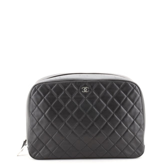 Chanel CC Cosmetic Pouch Quilted Lambskin Medium