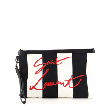 Saint Laurent Logo Wristlet Pouch Canvas