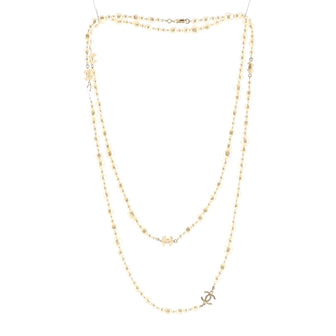 Chanel CC Long Necklace Faux Pearls and Metal